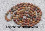 GMN448 Hand-knotted 8mm, 10mm picasso jasper 108 beads mala necklaces