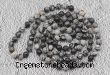 GMN457 Hand-knotted 8mm, 10mm black water jasper 108 beads mala necklaces