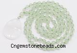 GMN4601 Hand-knotted 8mm, 10mm prehnite 108 beads mala necklace with pendant