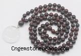 GMN4674 Hand-knotted 8mm, 10mm brecciated jasper 108 beads mala necklace with pendant