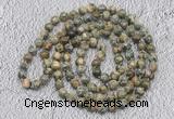 GMN468 Hand-knotted 8mm, 10mm rhyolite 108 beads mala necklaces