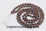 GMN4690 Hand-knotted 8mm, 10mm mahogany obsidian 108 beads mala necklace with pendant