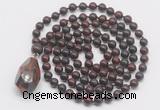 GMN4857 Hand-knotted 8mm, 10mm brecciated jasper 108 beads mala necklace with pendant