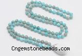 GMN4872 Hand-knotted 8mm, 10mm sea sediment jasper 108 beads mala necklace with pendant
