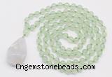 GMN4901 Hand-knotted 8mm, 10mm prehnite 108 beads mala necklace with pendant