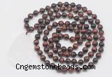 GMN5099 Hand-knotted 8mm, 10mm red tiger eye 108 beads mala necklace with pendant