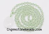 GMN5146 Hand-knotted 8mm, 10mm prehnite 108 beads mala necklace with pendant