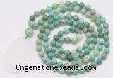 GMN5158 Hand-knotted 8mm, 10mm grass agate 108 beads mala necklace with pendant