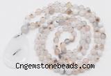 GMN5206 Hand-knotted 8mm, 10mm montana agate 108 beads mala necklace with pendant