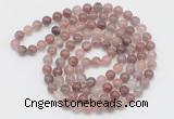 GMN521 Hand-knotted 8mm, 10mm purple strawberry quartz 108 beads mala necklaces