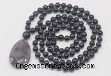 GMN5235 Hand-knotted 8mm, 10mm purple tiger eye 108 beads mala necklace with pendant