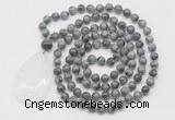 GMN5239 Hand-knotted 8mm, 10mm eagle eye jasper 108 beads mala necklace with pendant