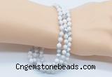 GMN5505 Hand-knotted 6mm matte white howlite 108 beads mala necklaces