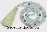 GMN5600 Hand-knotted 6mm matte fluorite 108 beads mala necklaces with tassel