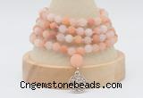 GMN5803 Hand-knotted 6mm matter pink aventurine 108 beads mala necklaces with charm