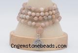 GMN5811 Hand-knotted 6mm matter sunstone 108 beads mala necklaces with charm