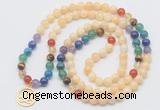 GMN6020 Knotted 7 Chakra 8mm, 10mm honey jade 108 beads mala necklace with charm