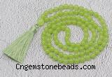 GMN61 Hand-knotted 8mm candy jade 108 beads mala necklace with tassel