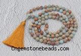 GMN612 Hand-knotted 8mm, 10mm serpentine jasper 108 beads mala necklaces with tassel