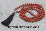 GMN616 Hand-knotted 8mm, 10mm red jasper 108 beads mala necklaces with tassel