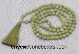 GMN635 Hand-knotted 8mm, 10mm China jade 108 beads mala necklaces with tassel