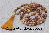 GMN637 Hand-knotted 8mm, 10mm mookaite 108 beads mala necklaces with tassel