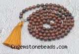 GMN638 Hand-knotted 8mm, 10mm mahogany obsidian 108 beads mala necklaces with tassel