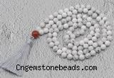 GMN658 Hand-knotted 8mm, 10mm white howlite 108 beads mala necklaces with tassel