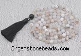 GMN666 Hand-knotted 8mm, 10mm montana agate 108 beads mala necklaces with tassel