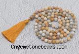 GMN697 Hand-knotted 8mm, 10mm crazy lace agate 108 beads mala necklaces with tassel