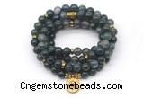GMN7008 8mm moss agate 108 mala beads wrap bracelet necklace