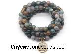 GMN7009 8mm Indian agate 108 mala beads wrap bracelet necklace