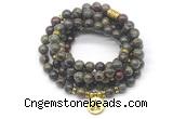 GMN7020 8mm dragon blood jasper 108 mala beads wrap bracelet necklace