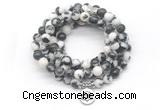 GMN7022 8mm black & white jasper 108 mala beads wrap bracelet necklace