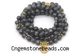 GMN7035 8mm black labradorite 108 mala beads wrap bracelet necklace