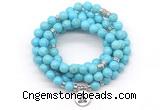 GMN7053 8mm blue howlite 108 mala beads wrap bracelet necklaces