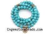 GMN7054 8mm turquoise 108 mala beads wrap bracelet necklaces