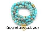 GMN7055 8mm blue sea sediment jasper 108 mala beads wrap bracelet necklaces