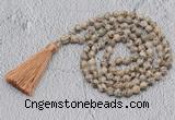 GMN706 Hand-knotted 8mm, 10mm feldspar 108 beads mala necklaces with tassel