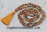 GMN709 Hand-knotted 8mm, 10mm picasso jasper 108 beads mala necklaces with tassel