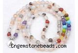 GMN7117 7 Chakra 8mm montana agate 108 mala beads wrap bracelet necklaces