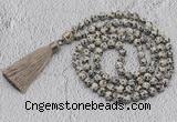 GMN715 Hand-knotted 8mm, 10mm dalmatian jasper 108 beads mala necklaces with tassel