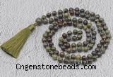 GMN716 Hand-knotted 8mm, 10mm dragon blood jasper 108 beads mala necklaces with tassel