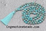 GMN720 Hand-knotted 8mm, 10mm sea sediment jasper 108 beads mala necklaces with tassel