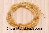 GMN7208 4mm faceted round tiny yellow aventurine beaded necklace jewelry