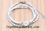 GMN7211 4mm faceted round tiny white howlite beaded necklace jewelry