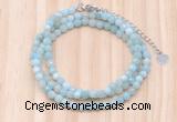 GMN7213 4mm faceted round tiny amazonite beaded necklace jewelry