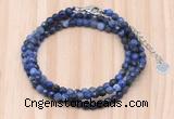 GMN7217 4mm faceted round tiny sodalite beaded necklace jewelry