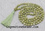 GMN723 Hand-knotted 8mm, 10mm China jade 108 beads mala necklaces with tassel