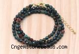 GMN7236 4mm faceted round tiny Indian bloodstone beaded necklace jewelry